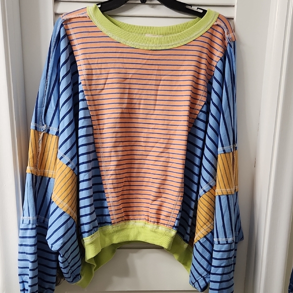 BiBi Tops - BiBi Multicolor Striped Sweatshirt
